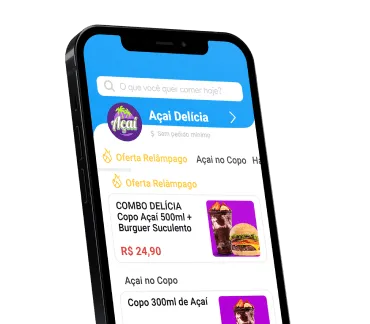tela de um celular da loja de açai